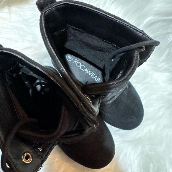 Rocawear Black Combat Moto Boots Lace-Up Design - Picture 5 of 8